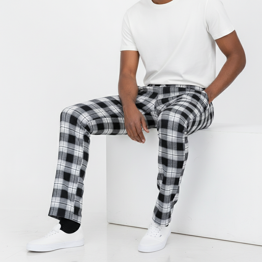 Plaid Slim Fit Trouser Pants SR011