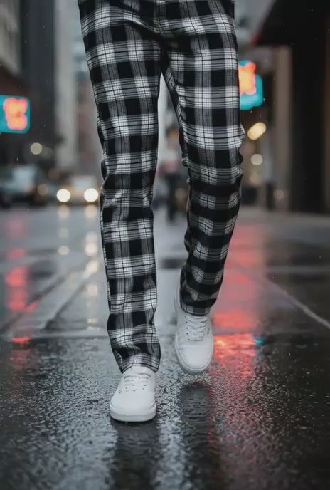 Plaid Slim Fit Trouser Pants SR011